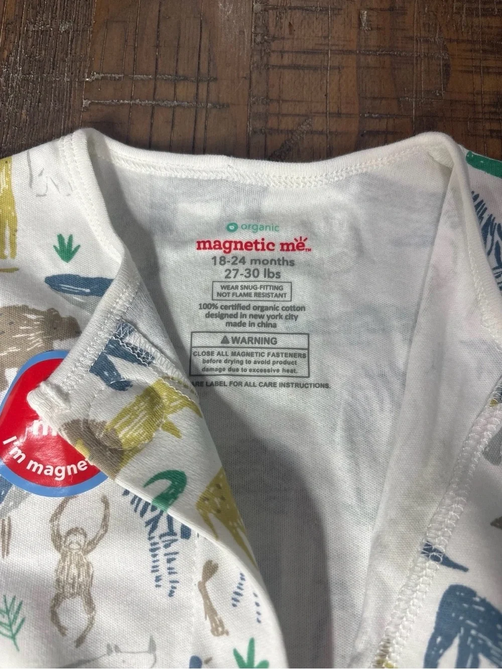 Magnetic Me White Serengeti Print Baby One-Piece Footed Pajamas
